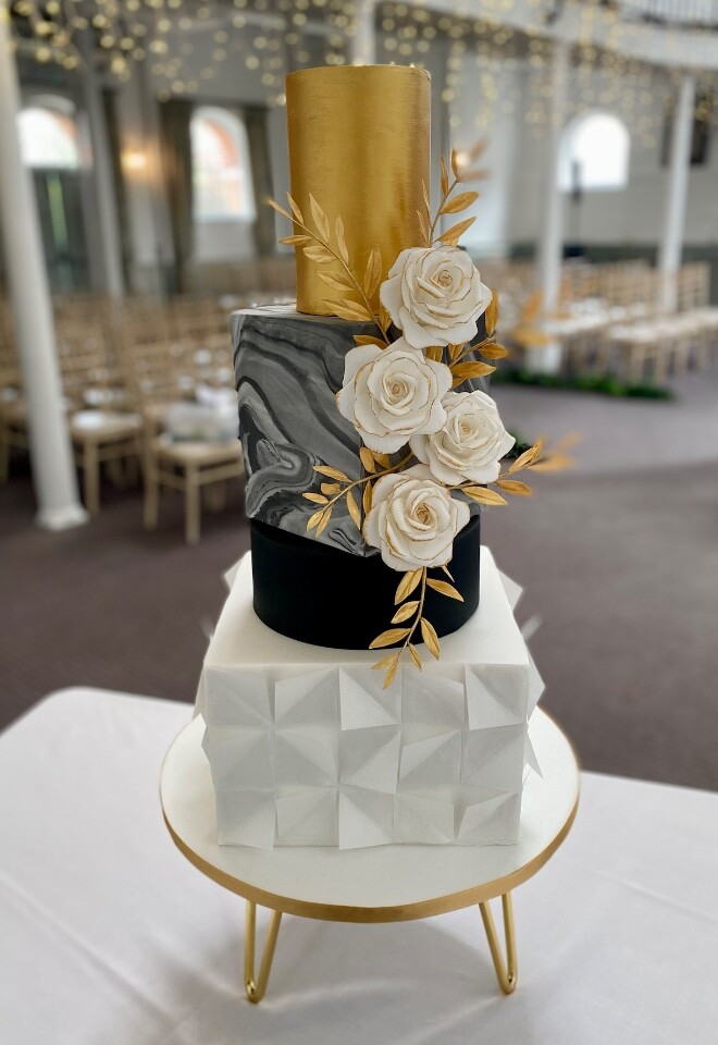 Geometric Wedding Cake by Cakes of Curiosity