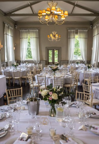 Wedding breakfast set up at Morden Hall South London