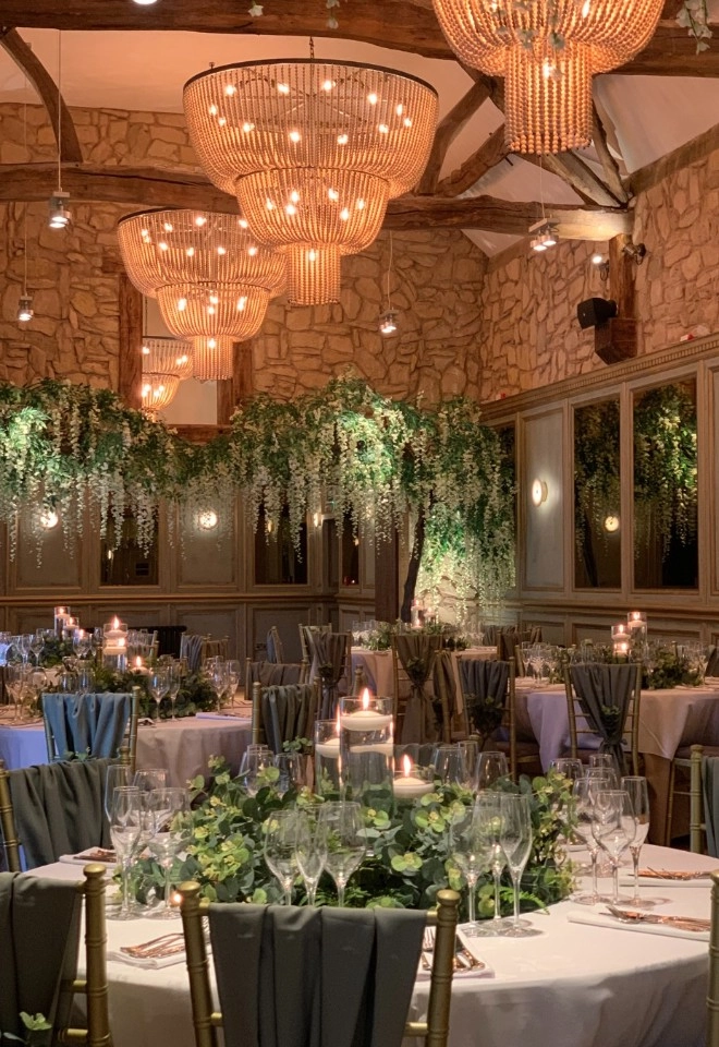 wedding receptions at The Manor Greasby sage green colour scheme