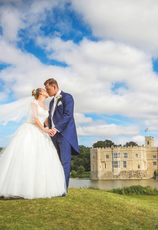 Couple outside of Leeds Castle