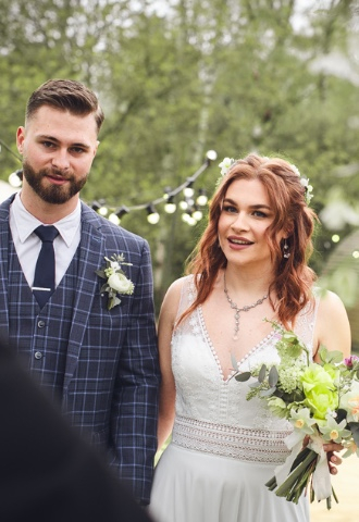 Small outdoor wedding ceremony conducted by a celebrant in Malvern 