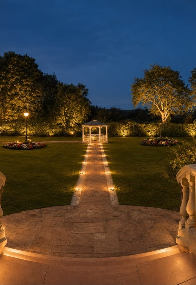 Ballroom Gardens at night