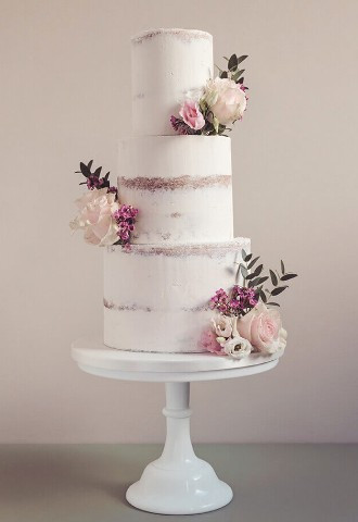 Three tier pink cake designed by Wren Cake Design