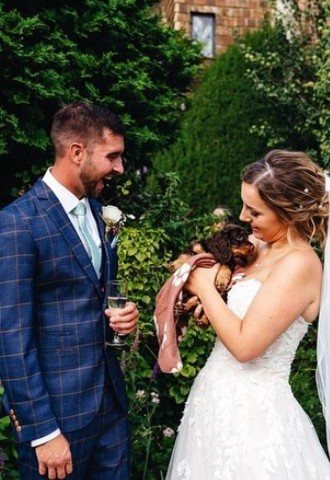 Ridge Farm wedding puppy wedding gift from bride to her groom 