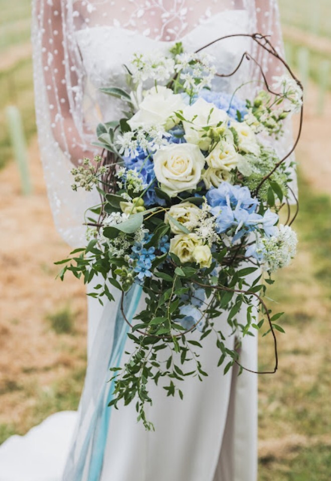 blue and white mix bouquet