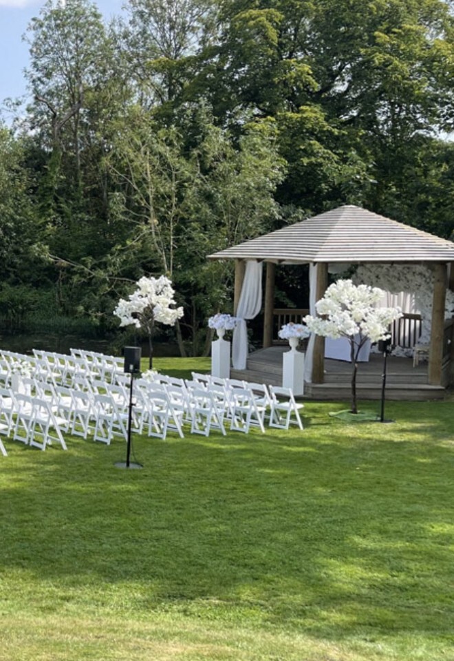 Outdoor ceremony at That Amazing Place Essex Venue Wedding