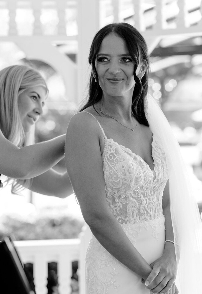 Helping my beautiful bride put her veil back in