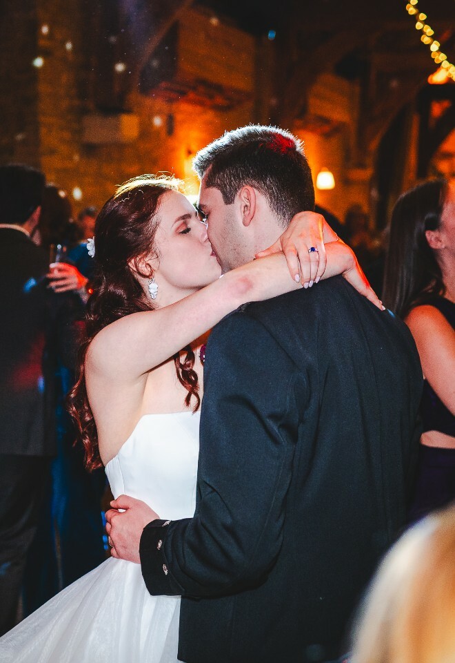 bride and groom dancing