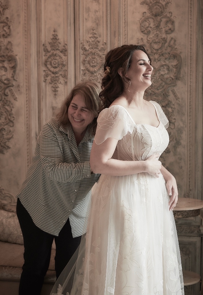 Chateau Challain Wedding bride getting ready by Stuart Wood