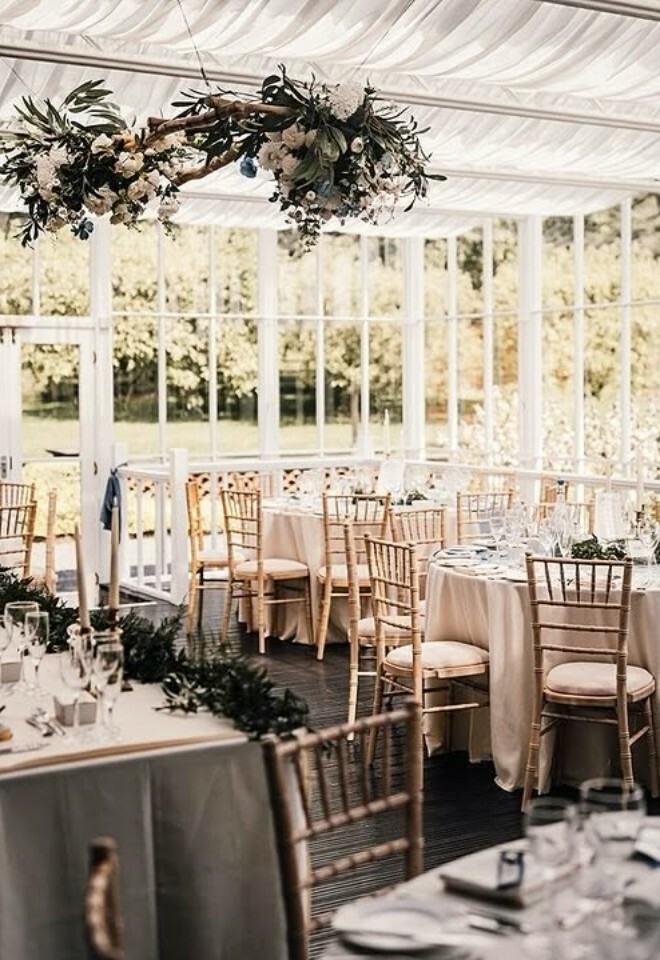 Conservatory wedding venue in Leicestershire set for a wedding reception