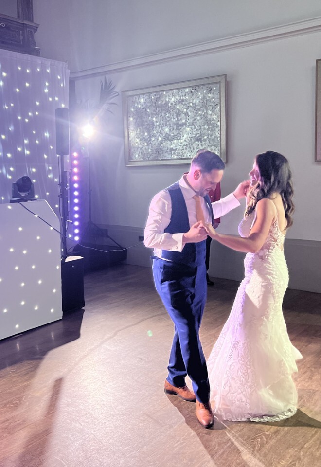 Nightlights DJ - White Starcloth Backdrop & Uplighting DeVere Beaumont Estate