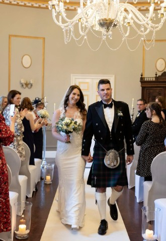 Ballroom Wedding ceremony at Melville Castle - a castle wedding venue near Edinburgh