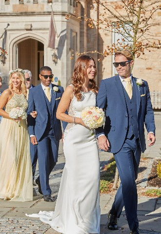 Cameron Ross Slim Fit Collection is available in 3-piece Short Jacket or 3-piece Tailcoat styles in contemporary Grey and stylish Blue from Harrogate Suit Hire