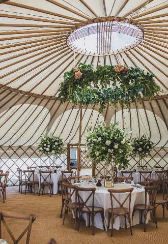 Inside a wedding yurt