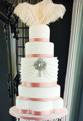 Tiered feather wedding cake Liverpool