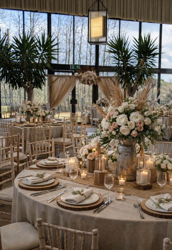 Wedding layout at Briar House Barns in Rotherfield, East Sussex”