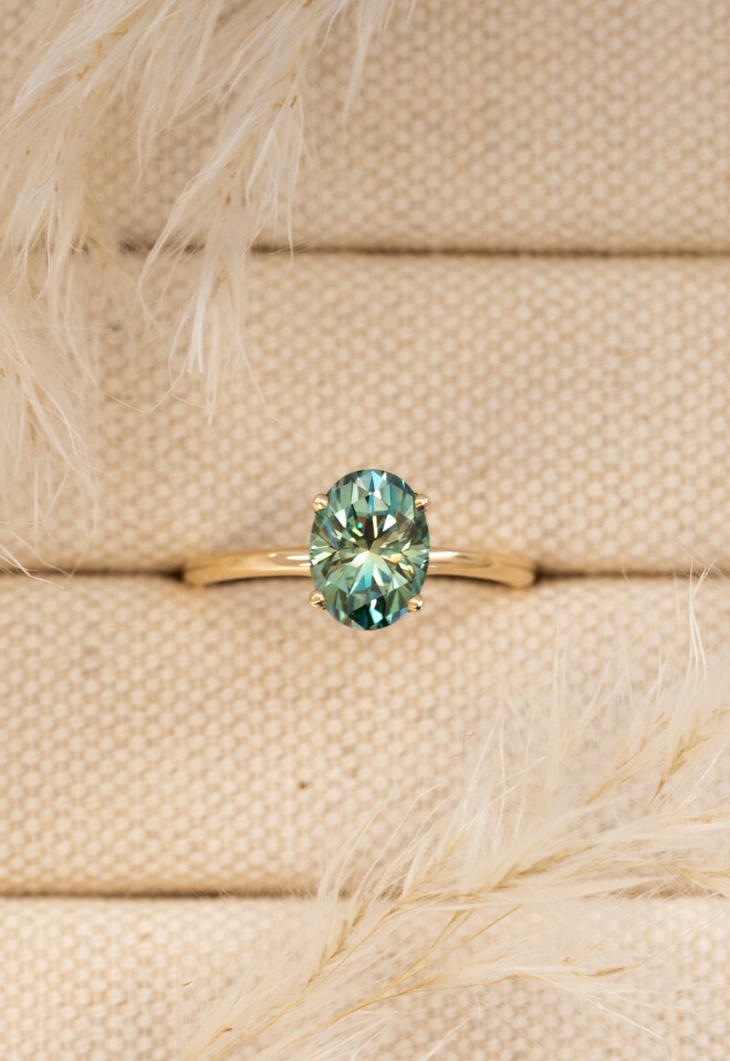 Green Lab Grown Diamond Solitaire Engagement Ring