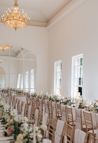 Norwood Park Gallery Long Table Set Up Wedding Breakfast
