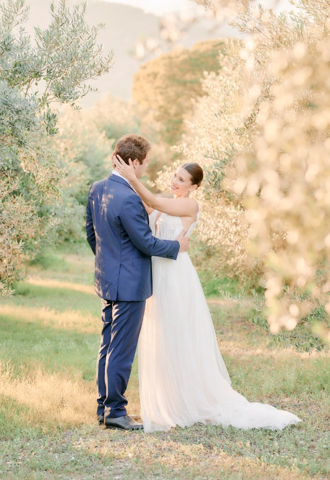 Mallorcan Wedding bride and groom in Olive grove at Sa Casa Bona by Stuart Wood