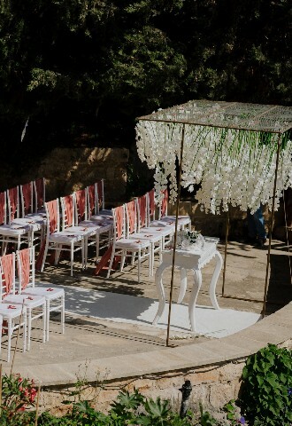 wedding ceremony set up on a balcony in cyprus