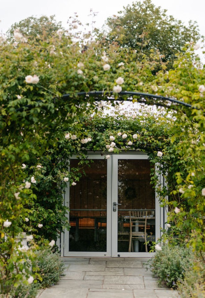 The marque set up at a Warwickshire country wedding venue