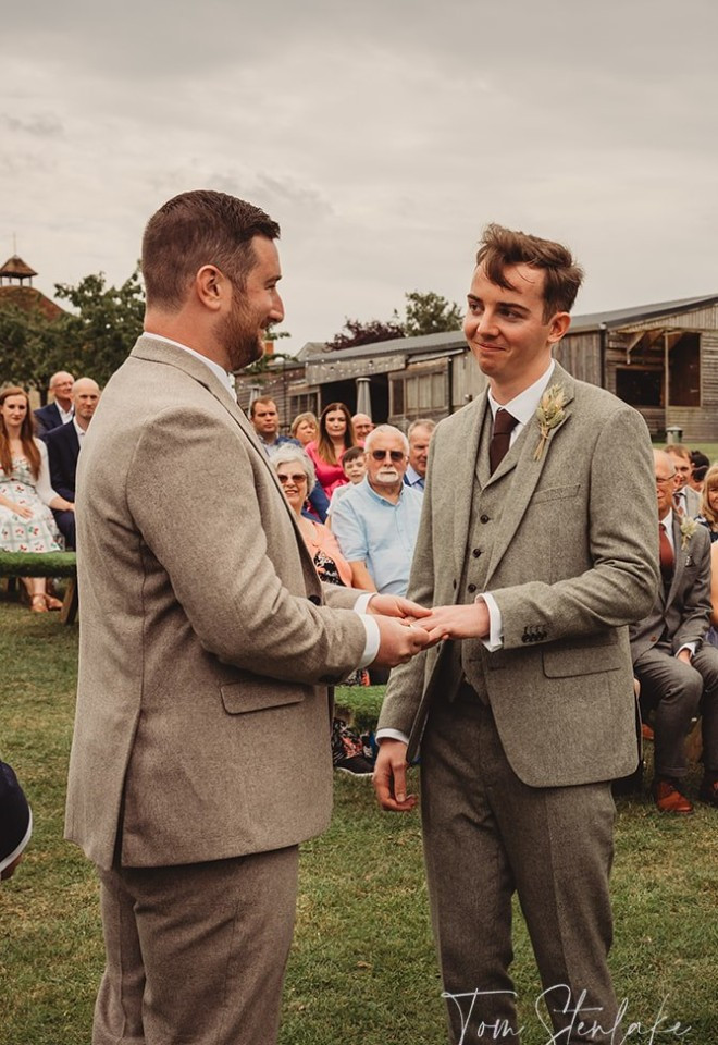 outside ceremony for two grooms