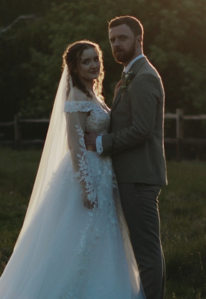 Woman and man in the glowing light