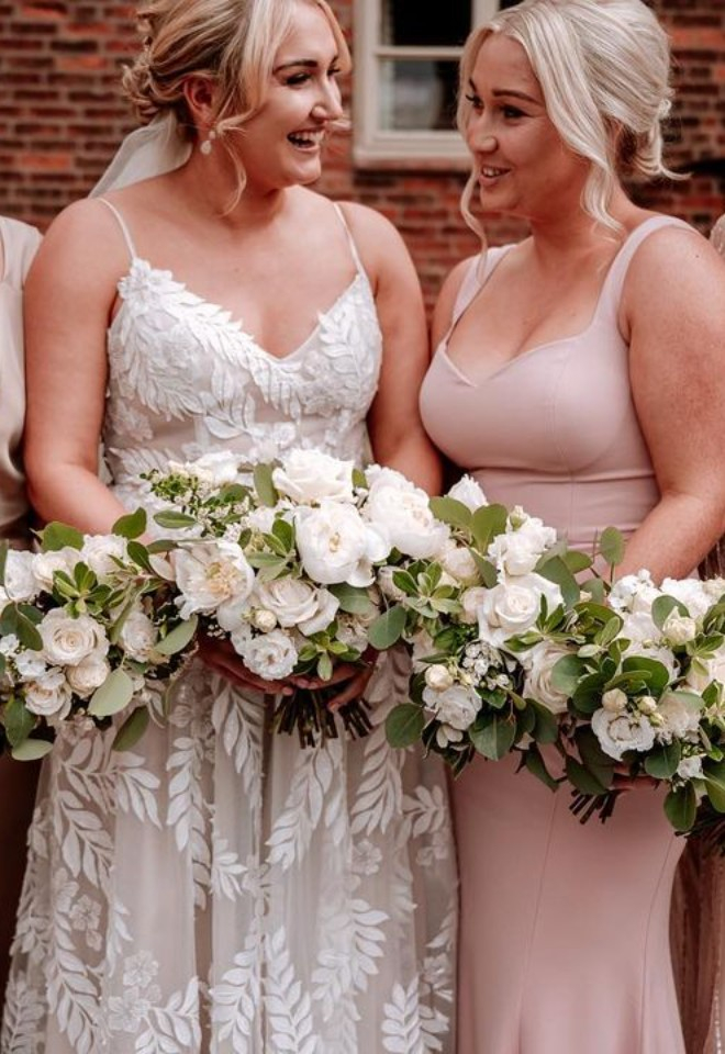 White, ivory and green textural bouquets of late summer flowers and foliage at The Hidden Hive