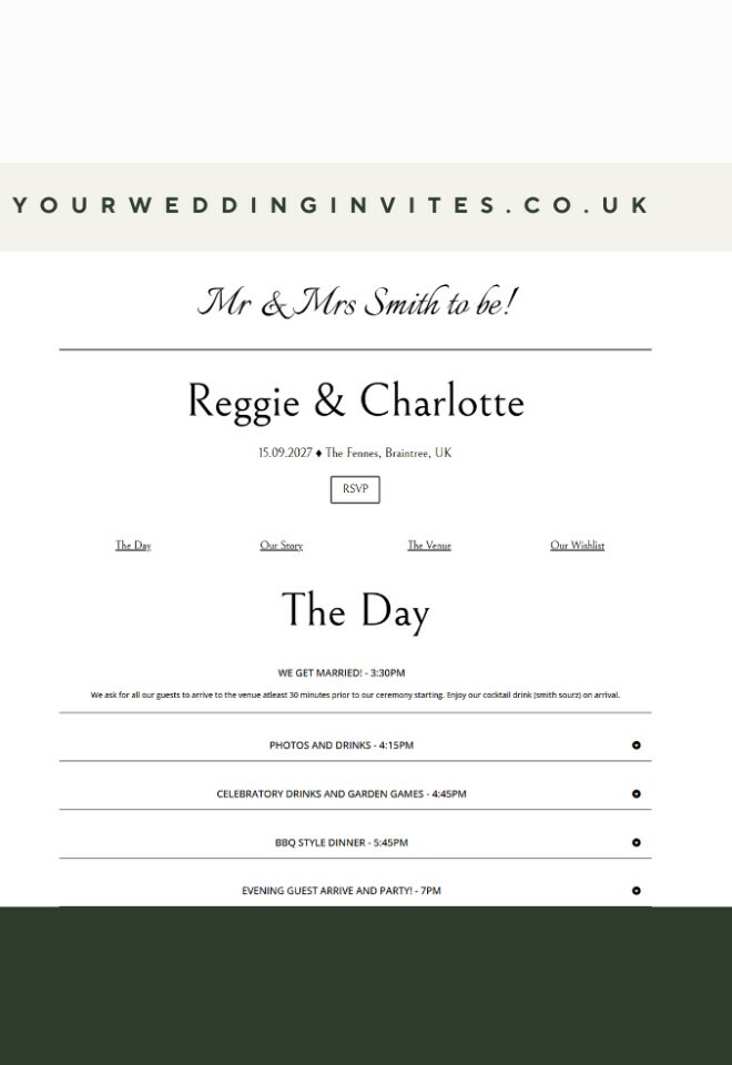 Image showing a couples wedding website
