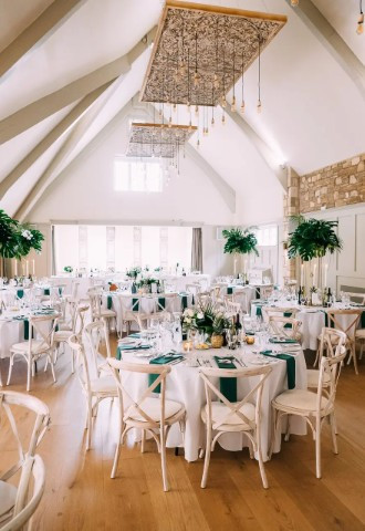 Wedding breakfast at The Frogmill with round tables