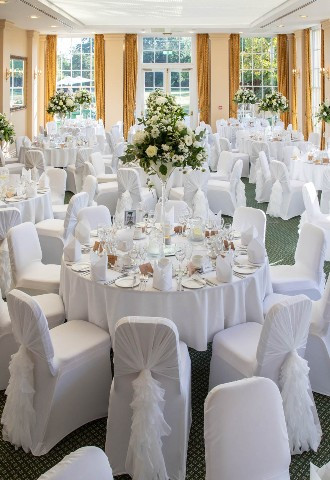 wedding breakfast set up at The Lawn wedding venue, Rochford, Essex