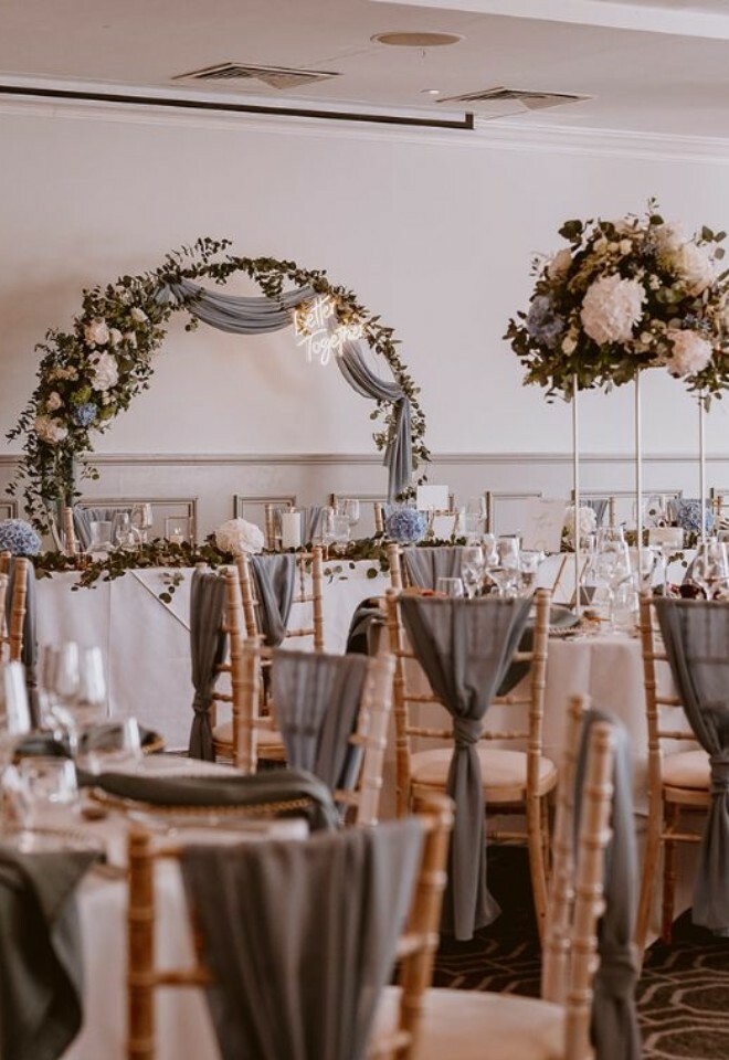 A wedding breakfast set up in the Terrace Suite in the Mansion House.