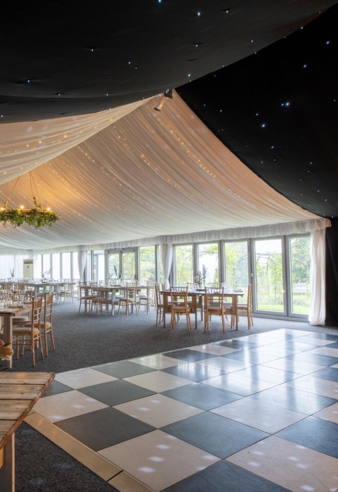 The dancefloor at an exclusive Warwickshire wedding venue