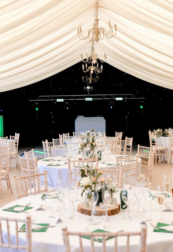 Wedding Setup in Marquee in Coleshill, Amersham, for the Oxnard wedding day