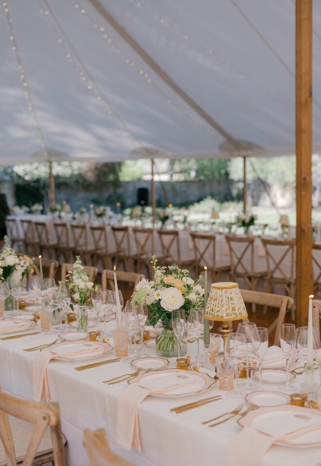 Wedding Breakfast in the Marquee at Slaughters Manor