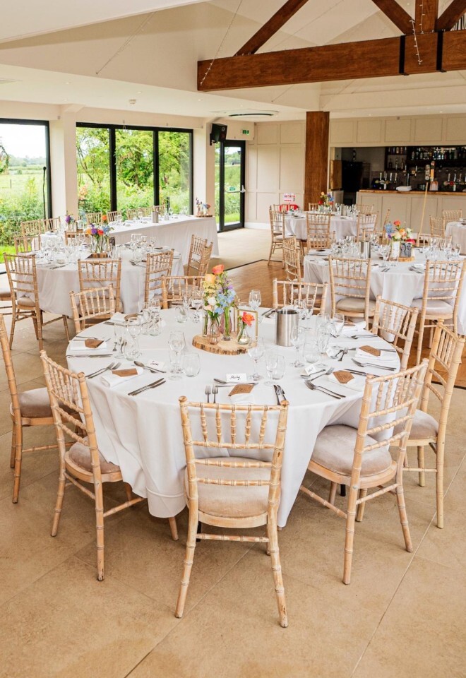 Simple, Elegant Wedding Breakfast Tables in the Barn at Clifden Arms