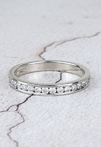 Channel-set diamond wedding rings