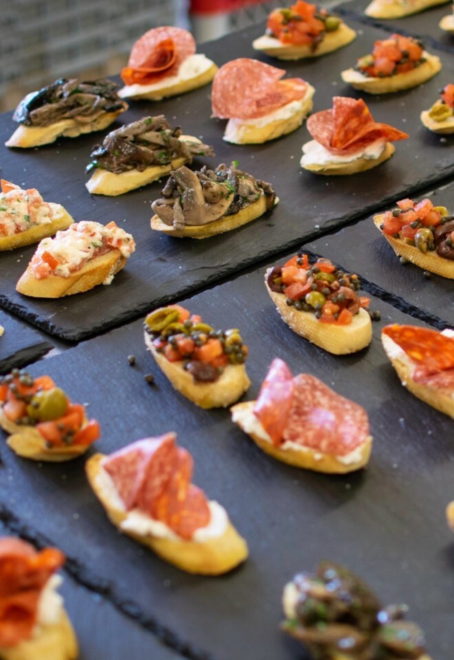 wedding canapes from peach and pudding catering oxfordshire