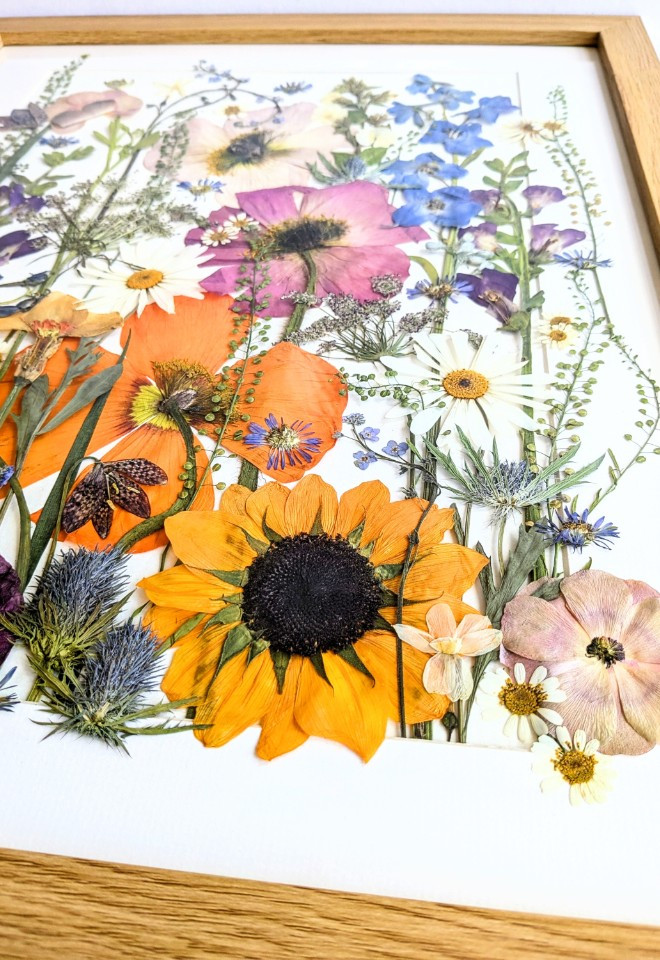 Wedding bouquet preservation art UK wildflower botanical pressed flower art wedding bouquet keepsake
