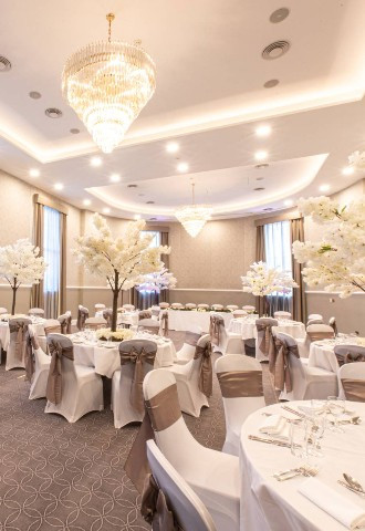 The Ballroom set for a wedding breakfast