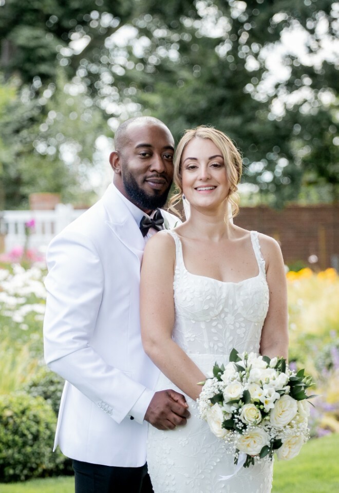 Bride and Groom in the Walled Gardens at Vaulty Manor
