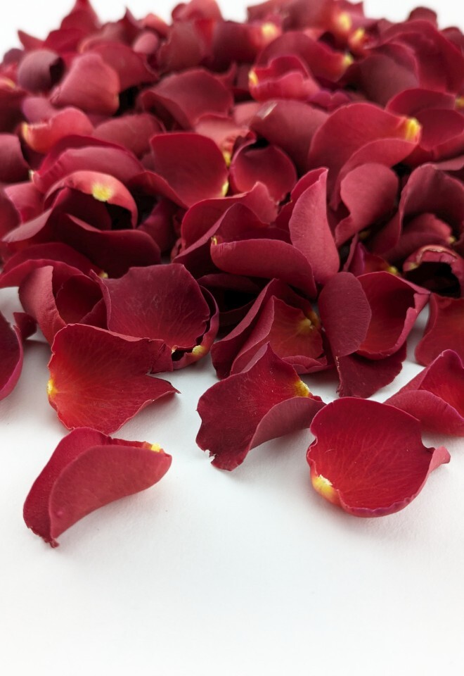 The Dried Petal Companys Biodegradable Wedding Confetti Freeze-Dried Rose Petals Sweet Cherry Red