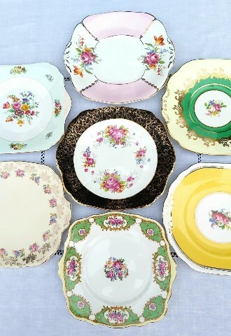 Vintage china plate hire weddings oxfordshire