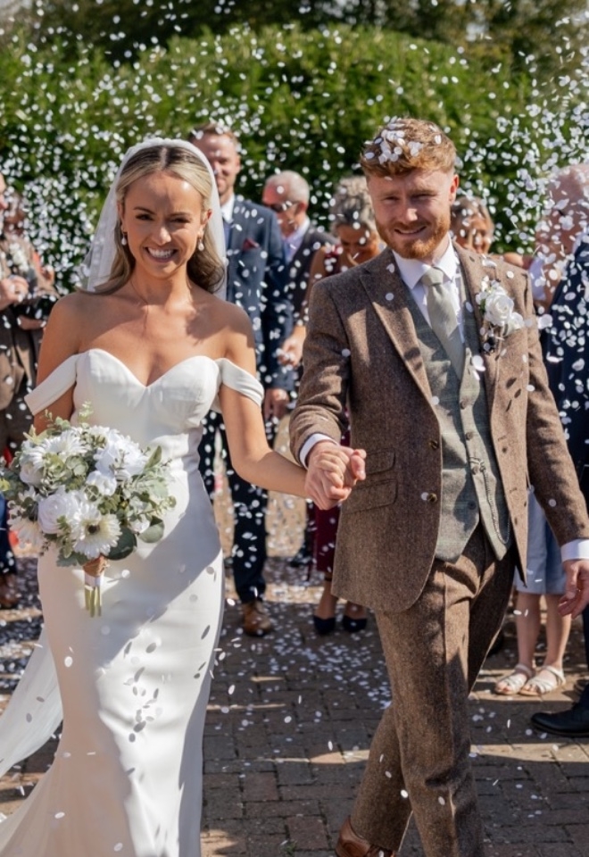 A bride and groom at skylark