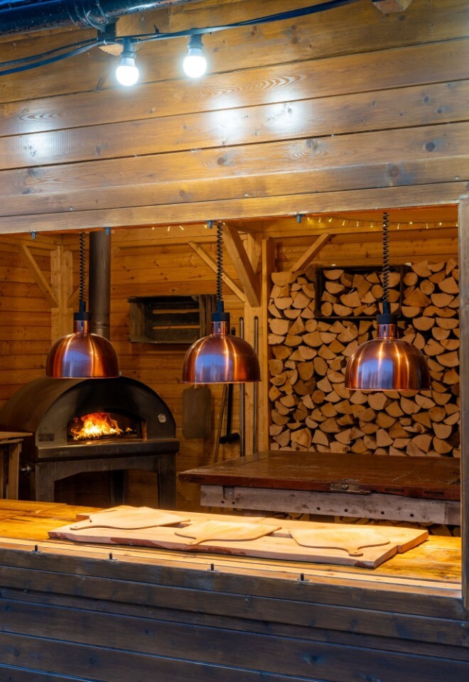 The outdoors kitchen at an exclusive country Warwickshire wedding venue
