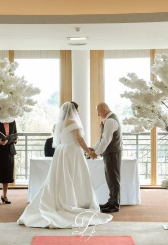 Bride and groom at their East Sussex National Wedding ceremony