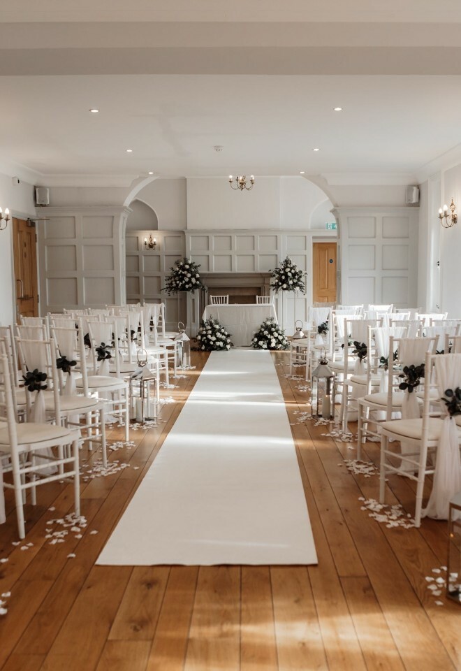 Jacobean Suite set up for an indoor ceremony