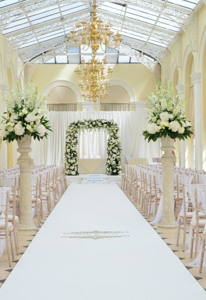The Perfect White Aisle - Sashes and Carpet - Flowers By TJ Designer Weddings