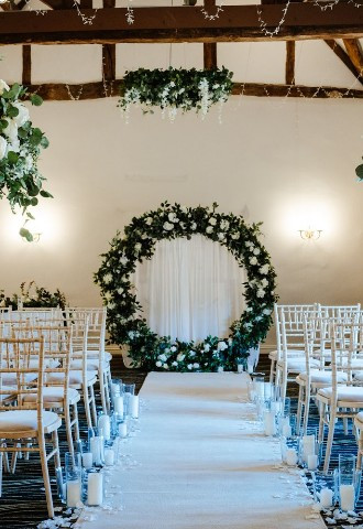 Wedding ceremony set up at voco Oxford Thames, Oxfordshrie