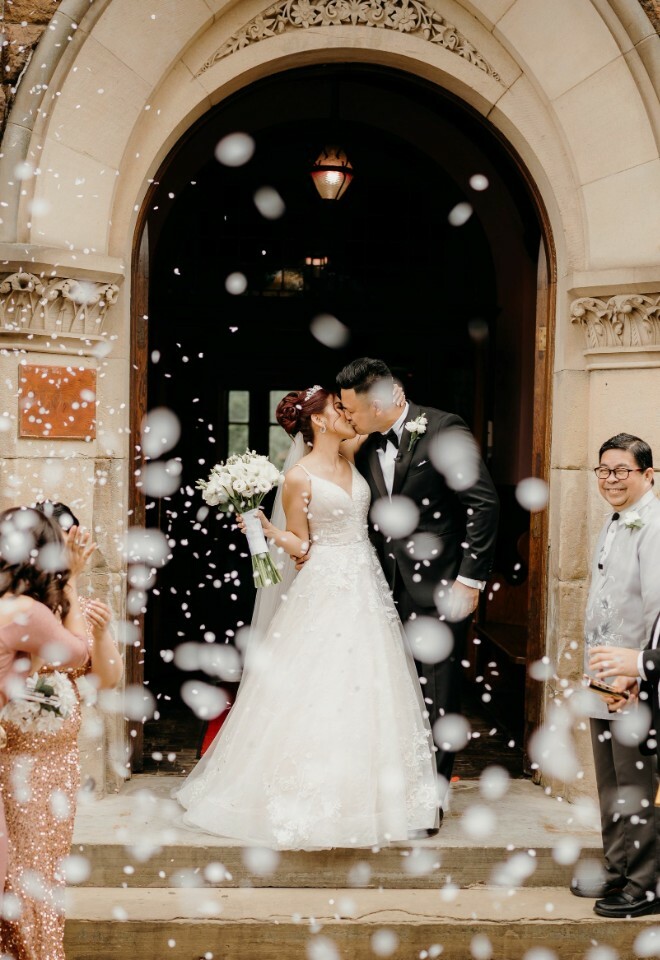 Confetti shot outside the venue